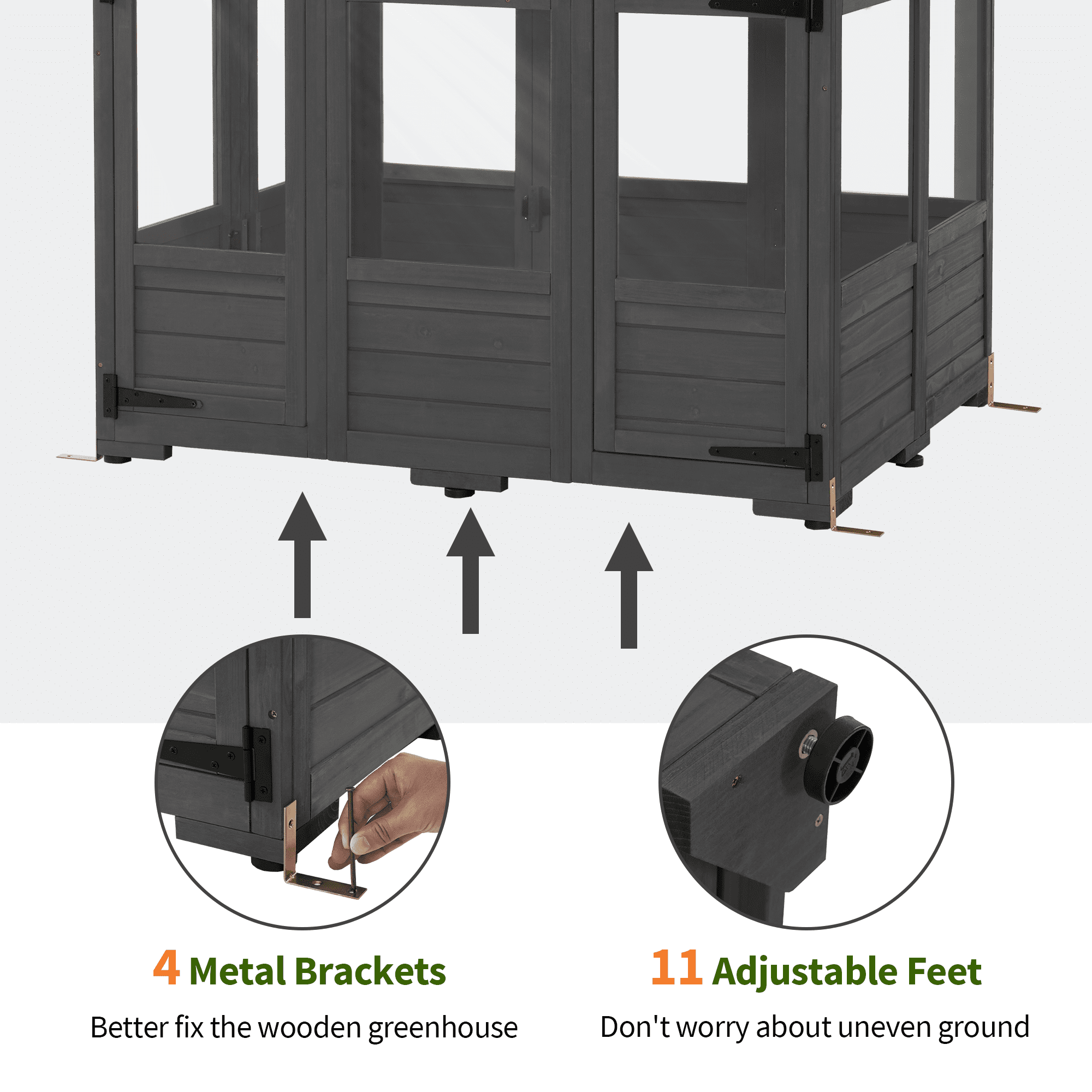 MCombo Wooden Greenhouse, Outdoor Greenhouse with Adjustable Roof Vent and 8 Lockable Door for Backyard/Outdoor Use, 48" x 38.8" x 83.9" , 0851