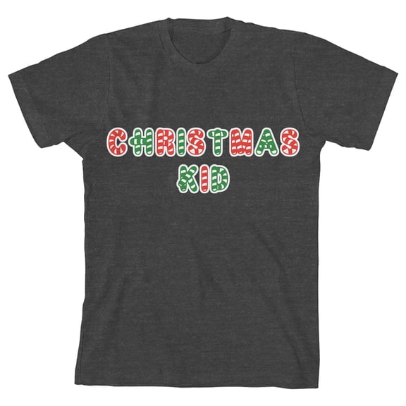 Santa's Favorite Christmas Kid Crew Neck Short Sleeve Charcoal Heather Youth T-shirt-Medium