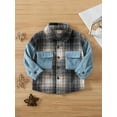 thumbnail image 3 of Bagilaanoe Toddler Baby Boy Plaid Shirt Jacket Long Sleeve Single-Breasted Shacket 12M 18M 24M 3T 4T 5T Kids Contrast Color Casual Outwear, 3 of 9