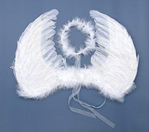 Auear, Angel Feather Wings And Halo Headband Set For Cosplay Halloween ...