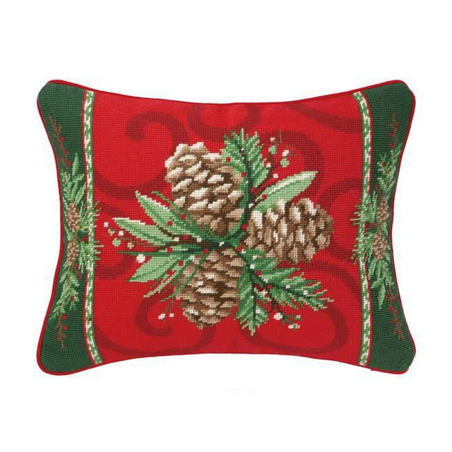 Peking Handicraft 31SERX154C18OB 14 x 18 Po Noël Bayberry Pin Poly Rempli Aiguille Oreiller & 44; Rouge