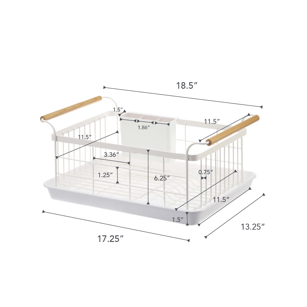 Yamazaki Home Dish Rack, White, Steel + Wood, Nepal Ubuy