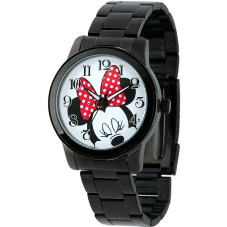 Disney Minnie Mouse Men's Casual Alloy Case Watch, Black Bracelet