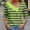 Army Green, variant on Oplxuo Women's Skew V Neck Striped Blouses, Dressy Casual 3/4 Sleeve Button Decor Fall Tunic Shirts Colorblock Tops