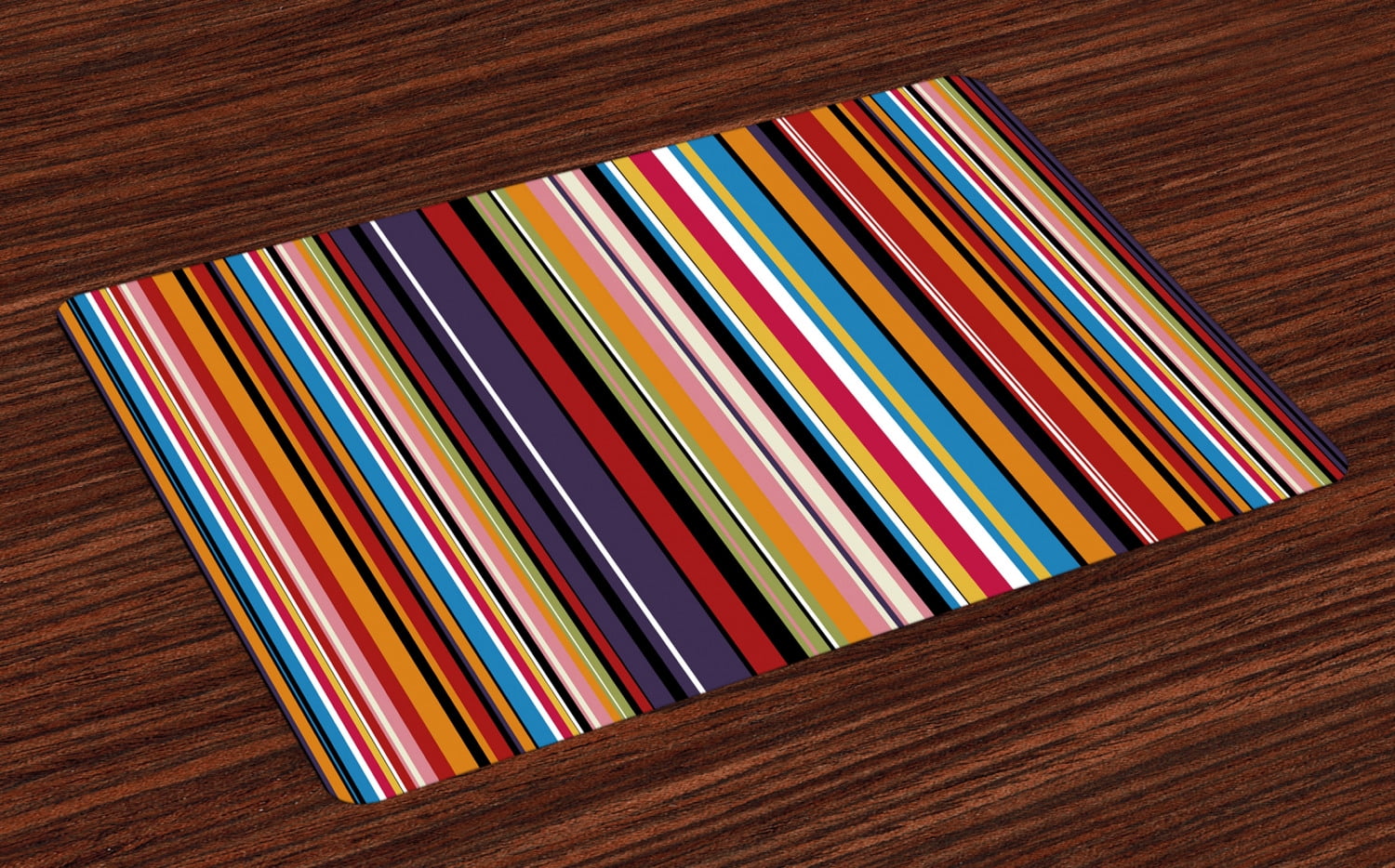 Abstract Placemats Set of 4 Vibrant Colored Stripes Vertical Pattern