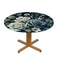 thumbnail image 3 of Nawypu Bule Rose Table Cloth White Flower Elastic Fitted Edged Round Tablecloth Fade Resistant Anti-Shrink Table Cloth Washable Table Cover for Indoor or Outdoor and Anywhere You Wanna use it, 3 of 7