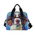 thumbnail image 2 of Lunch Bag Portable Crossbody Meal Bag Cooler Bag Insulated Lunch Bag Food Bag Handheld & Crossbody Design Color Oil Painting Dog, 2 of 6