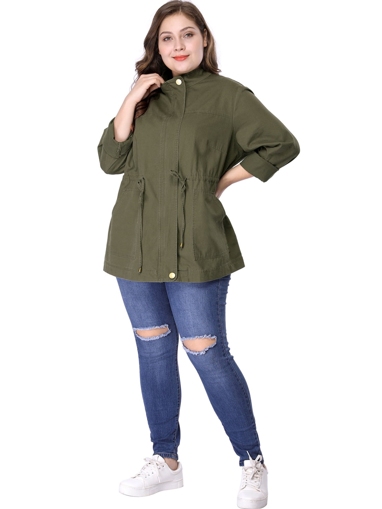 plus size green utility jacket