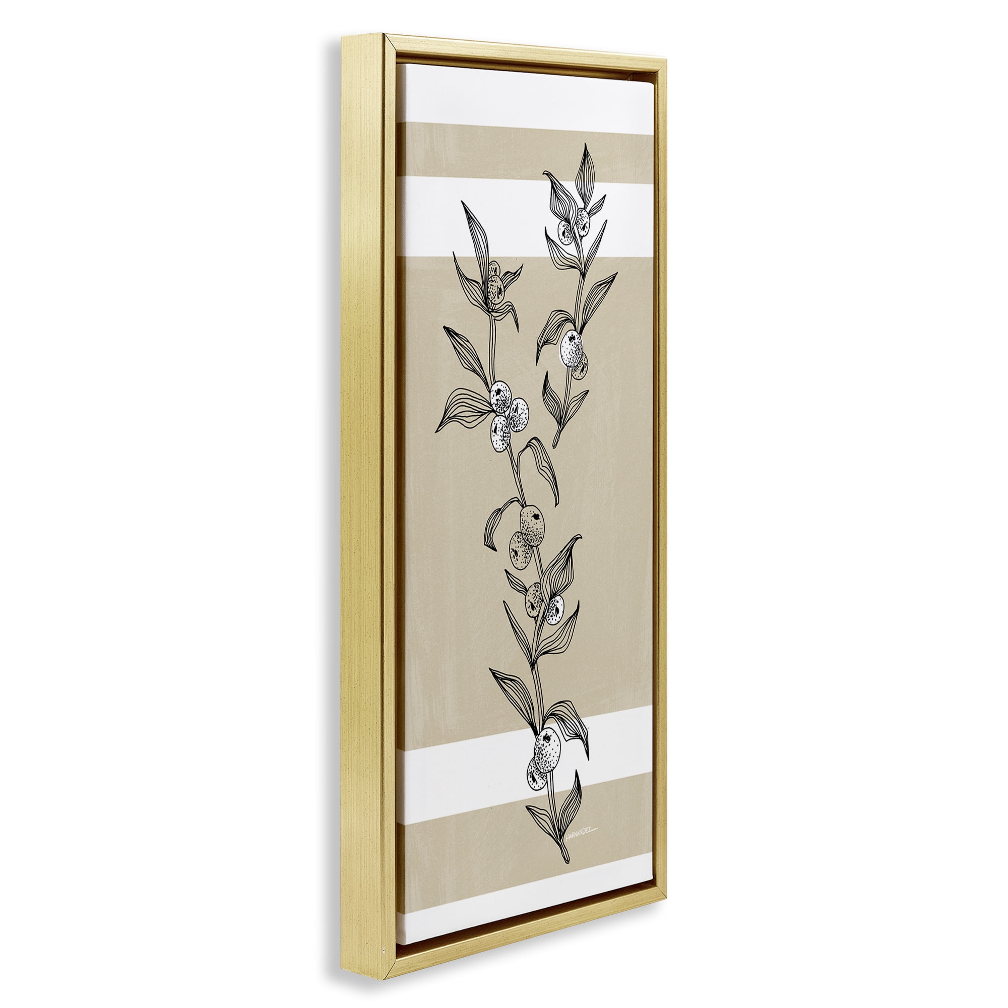 Stupell Industries Sweet Orange Spig Plants & Flowers Painting Gold Floater Framed Canvas Art Print Wall Art, 14 x 31