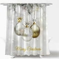 thumbnail image 4 of Merry Christmas Shower Curtain Yellow Silver Xmas Balls Snowflake Winter Snow Happy New Year Festival Decor Fabric Bathroom Curtain with Hook, 4 of 4