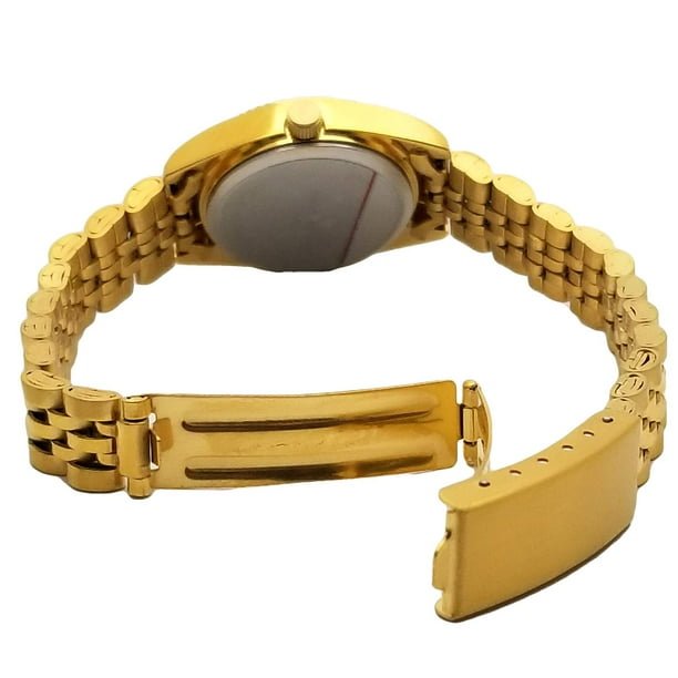 Peugeot Womens Diamond Watch Fluted Bezel Luxury 14K Plated Steel