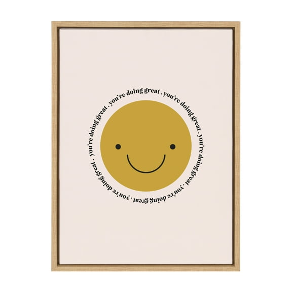 Kate and Laurel Sylvie Your Doing Great Framed Canvas Wall Art by Duchess Plum, 18x24 Natural, Calming Art for Wall