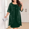 thumbnail image 2 of QQZ Womens Plus Size Mesh Cocktail Dress Petal 3/4 Sleeve Round Neck Wedding Guest Party Midi Dresses, 2 of 7