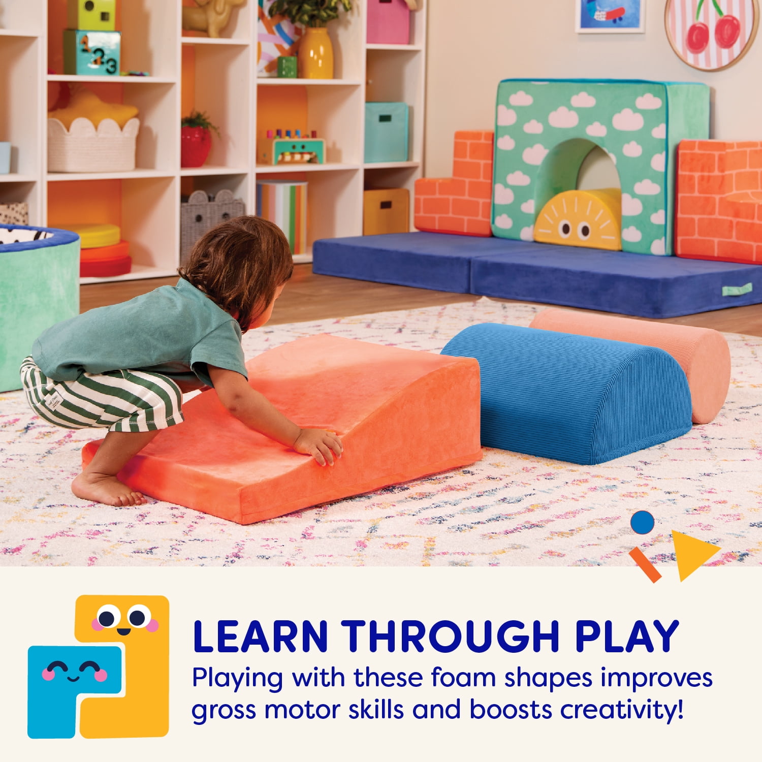 Battat Squishy Stack Rollers 3 Foam Multicolor Play Shapes, Toddler and Preschool Toys  (图4)