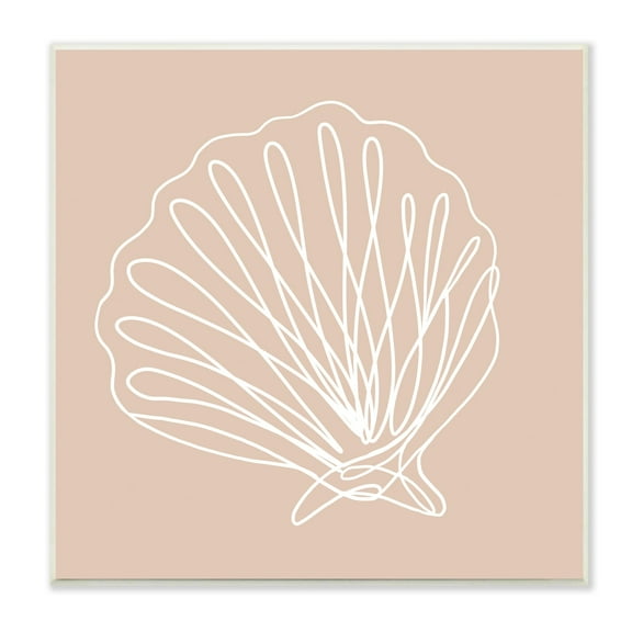 Stupell Industries Clam Shell Squiggle Doodle Tan Sea Life Graphic Art Unframed Art Print Wall Art, Design by Daphne Polselli