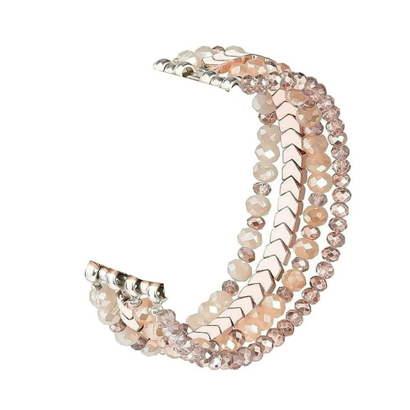 Stylish Glitter Bling Beaded Bracelet Compatible with Apple Watch 38mm 40mm 41mm 42mm for Women, Cute Fashion Stackable Handmade Stretchy Watch Strap Replacement for Watch Series(Gold)