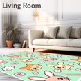 thumbnail image 2 of ODIKA 4'x6' Machine Washable Non-Slip Area Rug, Quirky Kawaii Animal Friends Parade Amusing Playful Novelty High Traffic Rug with Pad, Green, 724630, 2 of 8