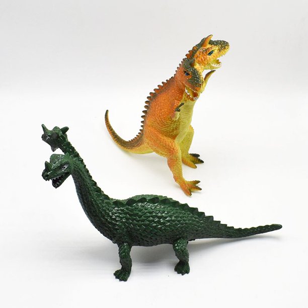1pcs 15-18cm Simulated Double head Solid Dinosaur Model Set Dinosaur Toys Tyrannosaurus pterosaur TricerosaurOrange He Qiyong unisex