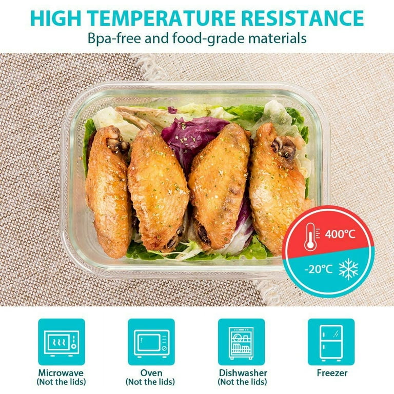 24 Piece Glass Food Storage Containers with Lids, Airtight Glass Lunch  Bento Boxes, BPA Free & Leak Proof,12 lids, 12 Containers