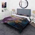 thumbnail image 1 of Designart "Realities On Canvas Purple and Blue IV" Abstract Painting Bedding Covert Set - Modern Purple Abstract Bed Set With 2 Shams, 1 of 6