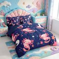thumbnail image 2 of Manfei Kawaii Axolotl 7-Piece King Bedding,Animals Pattern King Bed in a Bag,Navy Blue Reversible, 2 of 7