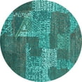 thumbnail image 1 of Ahgly Company Indoor Round Patchwork Turquoise Blue Transitional Area Rugs, 6' Round, 1 of 4
