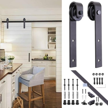 D38 Single - 6' Steel Sliding Door Hardware Set Barn Closet Single Track System Kit