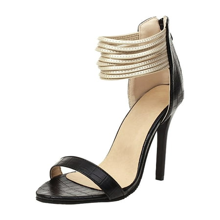 

Pimfylm House Slippers Women s Dolce Fashion Stilettos Open Toe Pump Heel Sandals Black 8.5