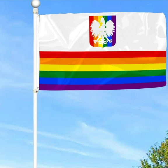 Bayyon Gay Pride Flag of Poland Flag Banner with Grommets 3x5Feet Man cave Decor