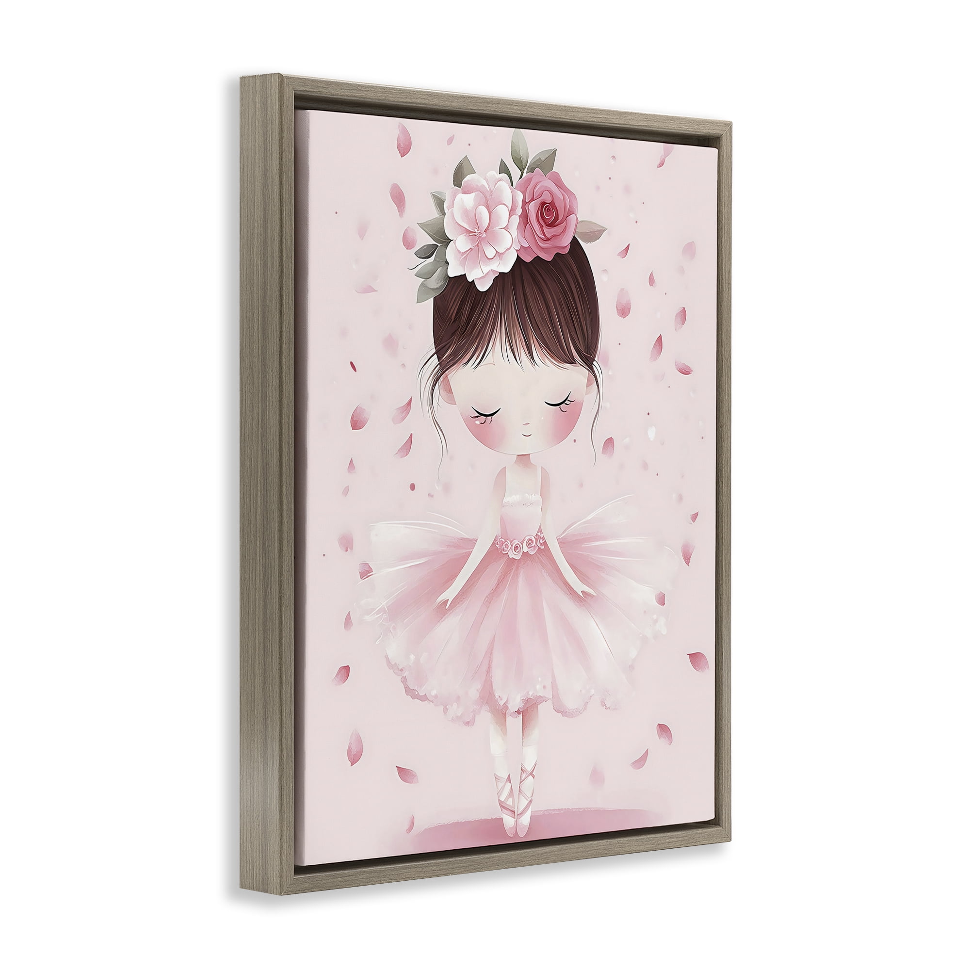 Stupell Industries Ballerina With Floral Headdress Brown Framed Floater Canvas Wall Art, design by Creative Studio