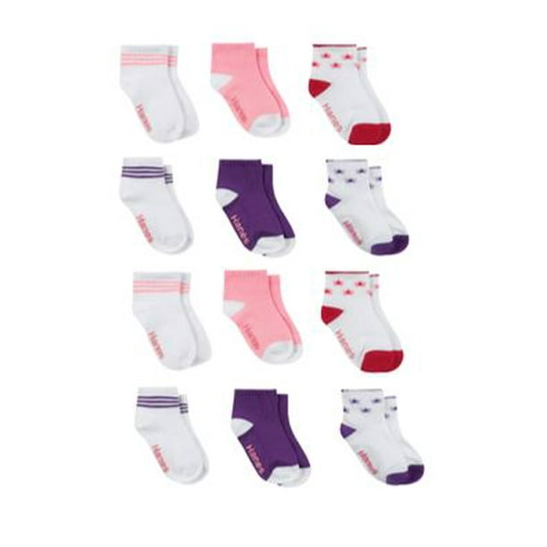 Hanes - Hanes Baby and Toddler Girls Ankle Socks, 12-Pack - Walmart.com ...