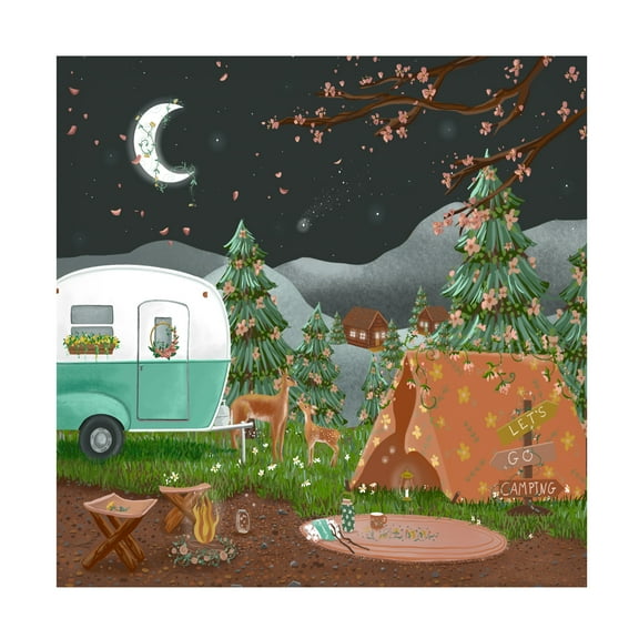 Canvas Wall Art - Christine Rotolo 'Lets Go Camping' Wall Art for Living Room, Bedroom, or Office DÃ©cor by Trademark Fine Art - 14 x 14 Inches