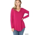 thumbnail image 1 of TheLovely Women & Plus Soft Luxe Rayon Long Sleeve Dolphin Hem V-Neck Tee Shirt Top, 1 of 4