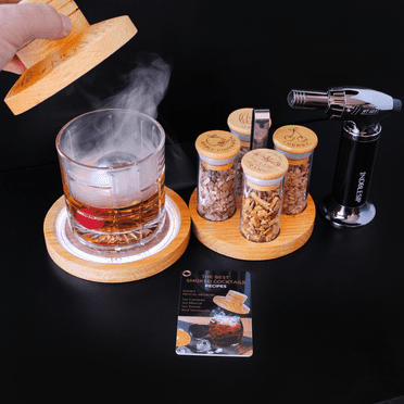 Cocktail Smoker Kit with Bar Stand "Smoky Pro" by NOBLESIP with all you need to smoke your whiskey, bourbon, scotch, old fashioned, and all your favorite cocktails. New bar gift set for men
