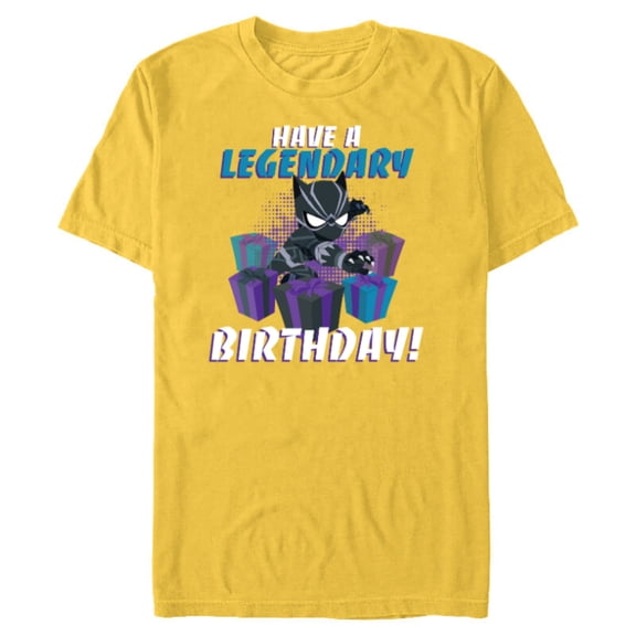 Marvel Black Panther Toony Have a Legendary Birthday - Short Sleeve Blended T-Shirt for Adults - Customized-Yellow