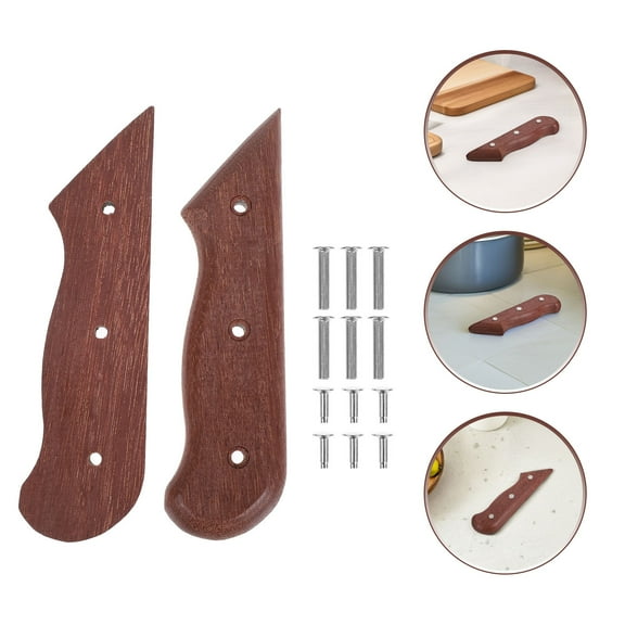 ibasenice 1 Set Ergonomic Cutter Handle Replacement Wooden Grip for Kitchen Knife for Home Users