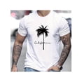 thumbnail image 1 of Camiseta con estampado de cocotero californiano beige para hombre. Casual, de algodón transpirable, corte regular, manga corta y cuello redondo. Lavable a máquina. Ideal para cualquier temporada., 1 of 5