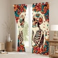 thumbnail image 4 of Homewish Romantic Couple Skeleton Black Out Curtains, Retro Rustic Flower Floral Curtains Pack of 2 (42x63 Each), Mandala Bohemian Style Bedroom Curtains, Black Out Curtains Room Decor, 4 of 6