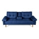 thumbnail image 2 of Sofá Cama Makora Hendrix Con Memory Foam, Color Azul, Lino Respaldo Reclinable De 3 posiciones. Makora Con Portavasos, 2 of 10