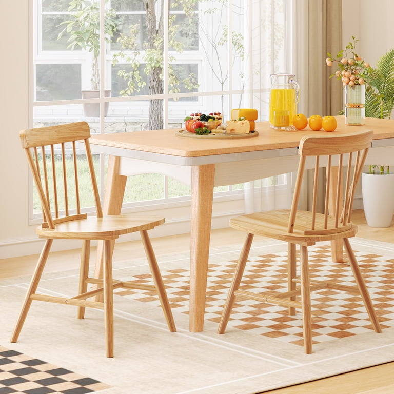 Gymax Dining Chairs Set of 2 Farmhouse Kitchen Chair w/ Rubber