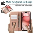 thumbnail image 5 of Zipper Wallet Cover for iPhone 11 Pro Max, Case with Crossbody Strap & Wrist Strap Card Holder Folding Stand Premium PU Leather Folio Flip Phone Case for Women for iPhone 11 Pro Max, Rosegold, 5 of 9