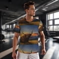 thumbnail image 3 of Wukai Yak Print Men's Short-Sleeved Mesh T-Shirt,Quick-Dry Short Sleeve Workout T-Shirt-, 3 of 8