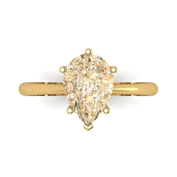 Solitaire Engagement Ring for Women - 2ct Natural Morganite in 14K Yellow Gold Promise Ring