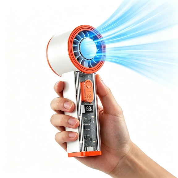 Handheld & Desk Fan with Cooling Plate, 2000mAh Rechargeable Personal Mini Fan, 5-Speed Adjustable LED Light, for Home Office Travel (White)
