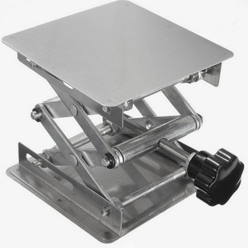 Masteelf Stainless Steel Lift Jack Stand Mini Deck Scientific Scissor Lifting Jack Platform Precision Repair Stand (Silver)