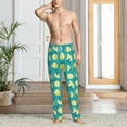thumbnail image 5 of Uemuo Lemon Blue Pattern Men's Wide Leg Palazzo Lounge Pants with Pockets Light Weight Loose Comfy Casual Pajama Pants-Large, 5 of 9