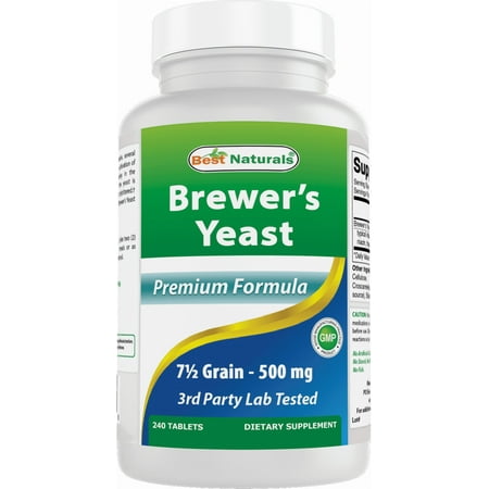 Best Naturals Brewers Yeast 7-1/2 Grains with vitamin B1, Vitamin B2 and Niacin,500 mg,240 Tablets