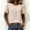 *Beige, variant on ClodeEU Women's Crew Neck Short Sleeve Henley Blouse,Casual Solid Color Linen Blend Top Beige,Women's Plus L
