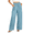 Light Blue, variant on Women's Denim Texture Wide Leg Pants, High Waist with Drawstring, Casual Summer Trousers with Pockets Light Blue M