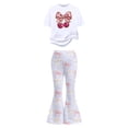 thumbnail image 6 of Gaexia Toddler Girl Lounge Set,Valentine's Day Girls Outfit Cute Bow Heart Print Short Sleeve Top With Flare Leg Pants Toddler Two Piece Matching Fashion Clothes,7-8 Years, 6 of 6